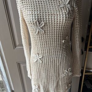 Elegant Cream Crochet Dress